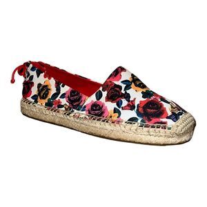 Vera Bradley Havana Rose White Laceback Espadrilles Flats Floral Shoes 7M New